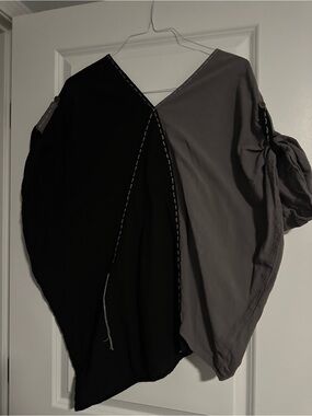 Two-Tone Black and Gray Draped Top-OSFA